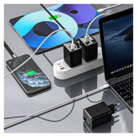 Dudao A67EU GaN 67W Wall Charger with Built-in Retractable USB-C Power Delivery Quick Charge Cable - Black