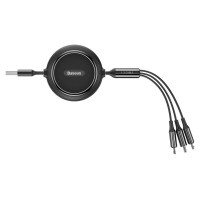 Baseus Golden Loop 3in1 retractable cable USB - micro USB / Lightning / USB-C 3.5A 35cm - 120cm black (CAMLT-JH01)