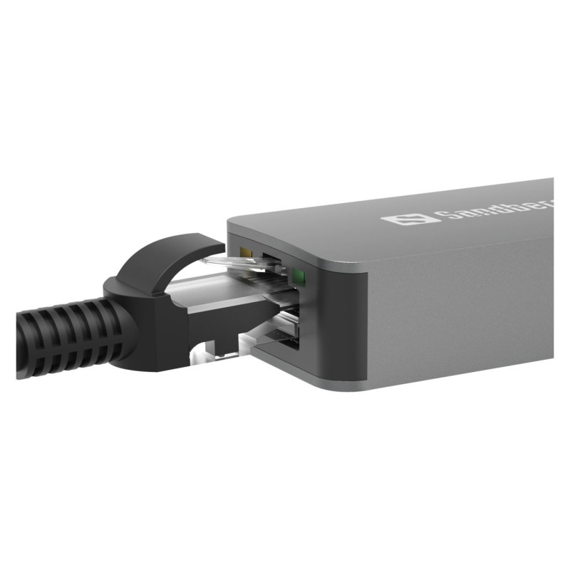 Sandberg 136-68 USB-C/A 2.5 GbE RJ45 Adapter, 2.5 Gigabit Ethernet on USB-C