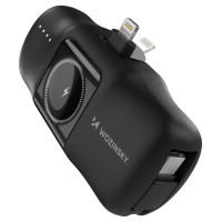 Wozinsky WF16-YLS 5000mAh 15W Lightning Mini Power Bank with Built-in USB-C Cable and Apple Watch Charger - Black
