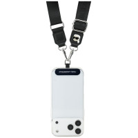 Karl Lagerfeld Universal Strap Tether Patch Karl Metal Logo Phone Lanyard - Black