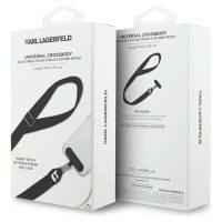 Karl Lagerfeld Universal Strap Tether Patch Karl Metal Logo Phone Lanyard - Black