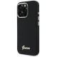 Guess Silicone Script Metal Logo & Frame Case for iPhone 16 Pro Max - Black