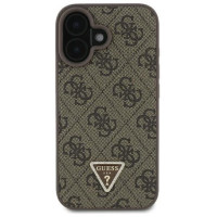 Guess Leather 4G Triangle Strass MagSafe iPhone 16 Case - Brown