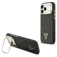 Guess 4G PU Triangle Logo & Stand Camera Magsafe Case for iPhone 17 Pro Max - Black