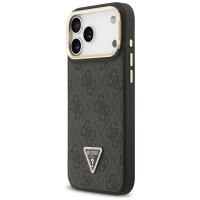 Guess 4G PU Triangle Logo & Stand Camera Magsafe Case for iPhone 17 Pro Max - Black