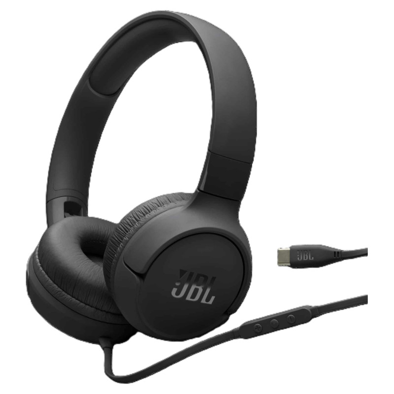 JBL Tune on-ear austiņas ar USB, melnas - JBLT520CBLK