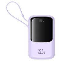 Baseus Qpow Pro+ 10000mAh 22.5W Power Bank with Built-in USB-C Cable and Display - Purple