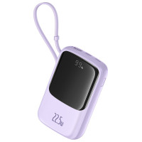 Baseus Qpow Pro+ 10000mAh 22.5W Power Bank with Built-in USB-C Cable and Display - Purple