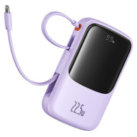 Baseus Qpow Pro+ 10000mAh 22.5W Power Bank with Built-in USB-C Cable and Display - Purple