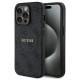 Guess 4G Collection Leather Metal Logo MagSafe Case for iPhone 15 Pro - Black