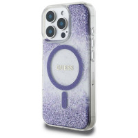 Guess HC Resin Bottom Glitter MagSafe case for iPhone 16 Pro Max - purple