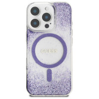 Guess HC Resin Bottom Glitter MagSafe case for iPhone 16 Pro Max - purple