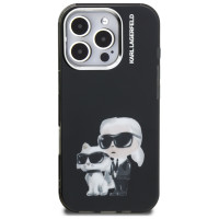 Karl Lagerfeld IML Aquarelle Karl & Choupette & Logo Case for iPhone 16 Pro Max - Black