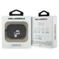 Karl Lagerfeld Silicone Karl & Chaupette Head 3D Case for AirPods Pro 3 - Black