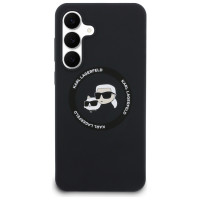Karl Lagerfeld Silicone Karl & Choupette Heads MagSafe Case for Samsung Galaxy S25 FE - Black