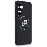 Karl Lagerfeld Silicone Karl & Choupette Heads MagSafe Case for Samsung Galaxy S25 FE - Black