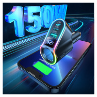 Joyroom [RETURNED ITEM] Joyroom fast car charger 4in1 USB-A QC3.0 / 2xUSB-C PD 150W black (JR-CL21)