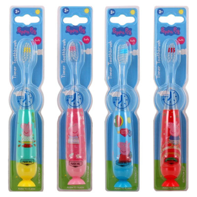 Peppa Pig Flashing Toothbrush Set with Suction Cap Different Colors 4 pcs