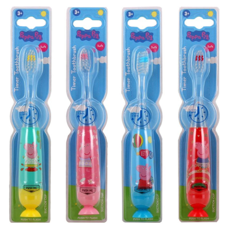 Peppa Pig Flashing Toothbrush Set with Suction Cap Different Colors 4 pcs
