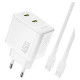 Dudao A28PCEU PD 45W GaN 2xUSB-C Wall Charger with USB-C Cable - White