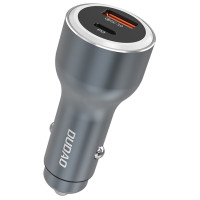 Dudao R4Ultra 120W Power Delivery Quick Charge LED Car Charger USB-A USB-C - Gray