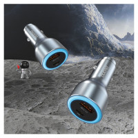 Dudao R4Ultra 120W Power Delivery Quick Charge LED Car Charger USB-A USB-C - Gray