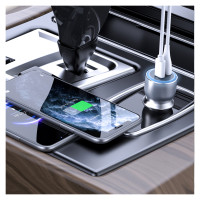 Dudao R4Ultra 120W Power Delivery Quick Charge LED Car Charger USB-A USB-C - Gray