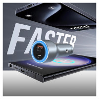 Dudao R4Ultra 120W Power Delivery Quick Charge LED Car Charger USB-A USB-C - Gray