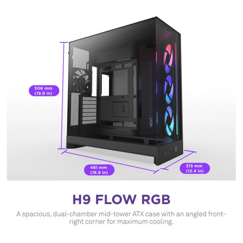 Nzxt Case|NZXT|ATX/micro ATX/Mini-ITX/EATX|Black|Midi Tower|PC|CM-H92FB-R1
