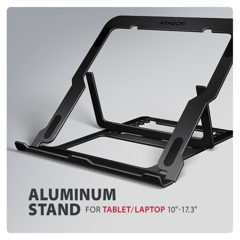 Axagon STND-LAB ALU stand for 10" - 17,3" laptops, 8 adjustable angles, black