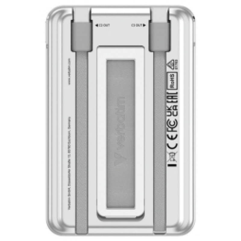 Verbatim Enerģijas krātuve Verbatim Charge n Go 5000mAh Magnetic Wireless Charging Silver - 2 cables