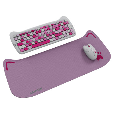 Canyon HSET-W6 EN Keyboard+Mouse Kitty Edition AAA+АА Wireless Pink