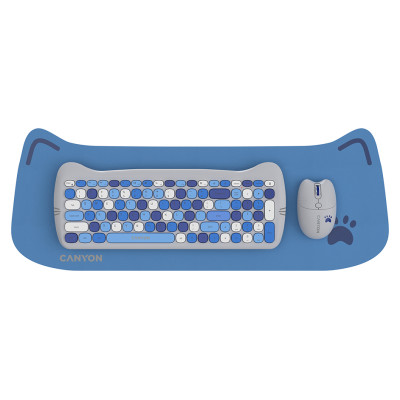 Canyon HSET-W6 EN Keyboard+Mouse Kitty Edition AAA+АА Wireless Blue