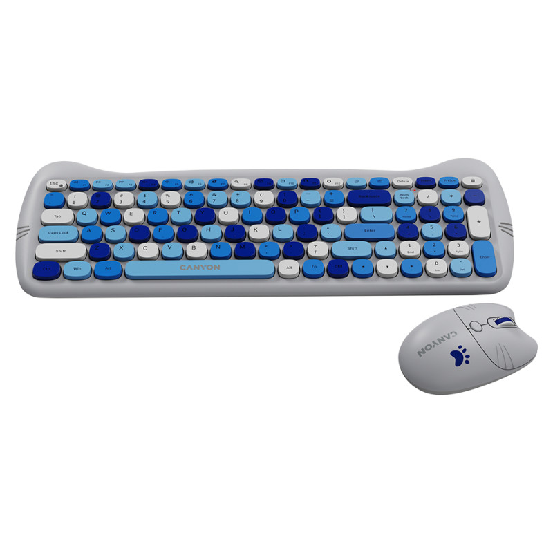 Canyon HSET-W6 EN Keyboard+Mouse Kitty Edition AAA+АА Wireless Blue