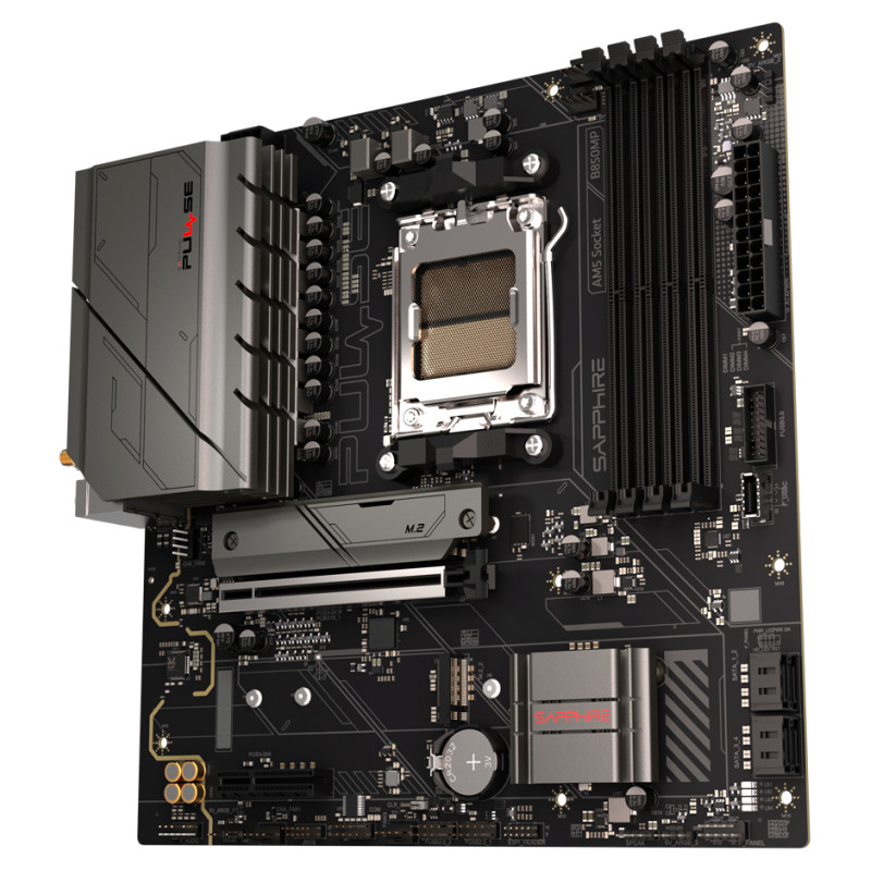 Sapphire AMD B850M AM5 PULSE Ryzen R9/R7/R5, 4x DDR5 7600MHz, PCIE 4.0 x16, 1x M.2 Gen5, 1x M.2 Gen4, LAN 2.5 Gbps, WIFI6, USB, Micro-ATX