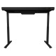 Lorgar Dual-motor sit/stand adjustable-height gaming desk with wireless charger, RGB lighting, control panel, and USB ports, solid tempered glass tabletop, black.