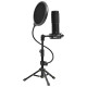 Lorgar Voicer 721, Gaming Microphone, Black, USB condenser microphone with tripod stand, pop filter, including 1 microphone, 1 Height metal tripod, 1 plastic shock mount, 1 windscreen cap, 1,2m metel type-C USB cable, 1 pop filter, 154.6x56.1mm