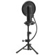 Lorgar Voicer 721, Gaming Microphone, Black, USB condenser microphone with tripod stand, pop filter, including 1 microphone, 1 Height metal tripod, 1 plastic shock mount, 1 windscreen cap, 1,2m metel type-C USB cable, 1 pop filter, 154.6x56.1mm
