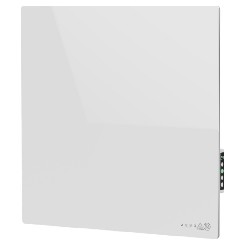 Aeno Premium Eco Smart Quadro Wall Heater, 500W, 50x50 cm., Tempered glass, Infrared+convection heating type, LED display Plug type: Europe (E/F type), WHITE, Made in Poland