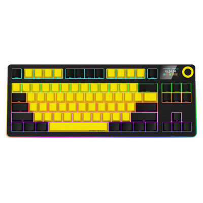 Lorgar KBP70TKLW, Wireless TKL Mechanical Gaming Keyboard Pro, Black/yellow, EN layout