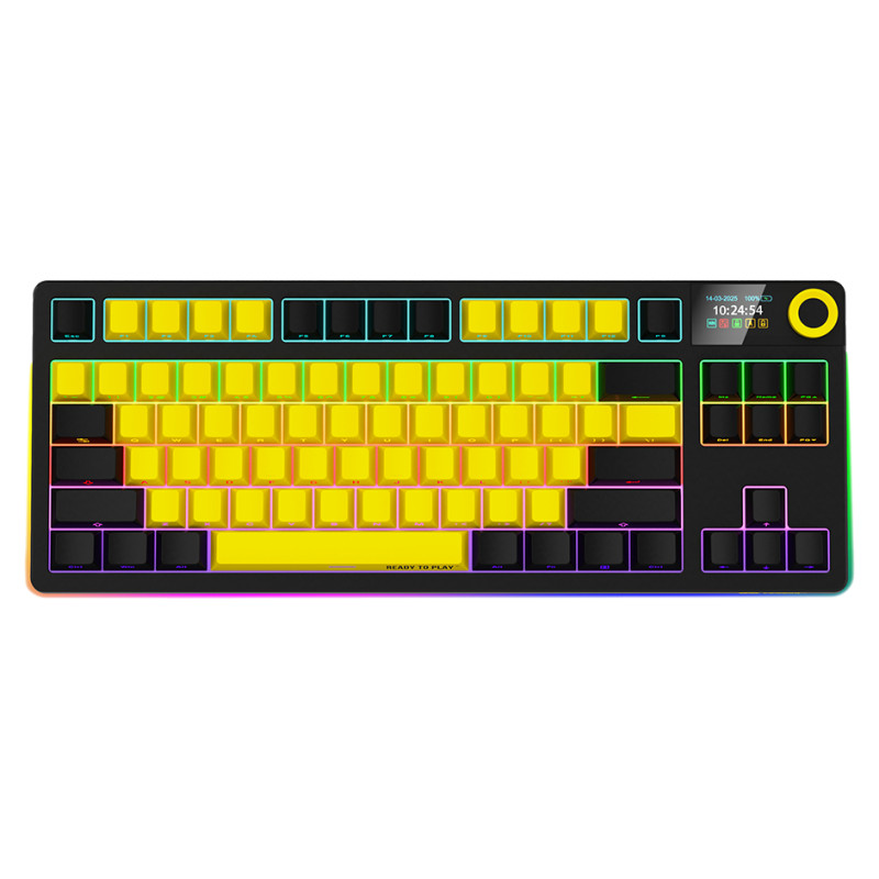 Lorgar KBP70TKLW, Wireless TKL Mechanical Gaming Keyboard Pro, Black/yellow, EN layout
