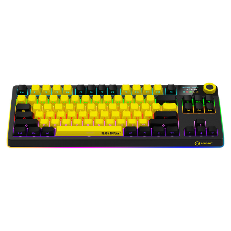 Lorgar KBP70TKLW, Wireless TKL Mechanical Gaming Keyboard Pro, Black/yellow, EN layout