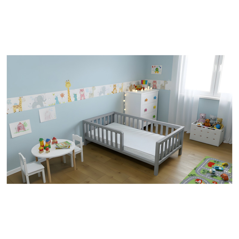 Emis Bērnu gulta "Scandi Kids" 80x160 / Balts + pelēks (RAL 7040) / Jā