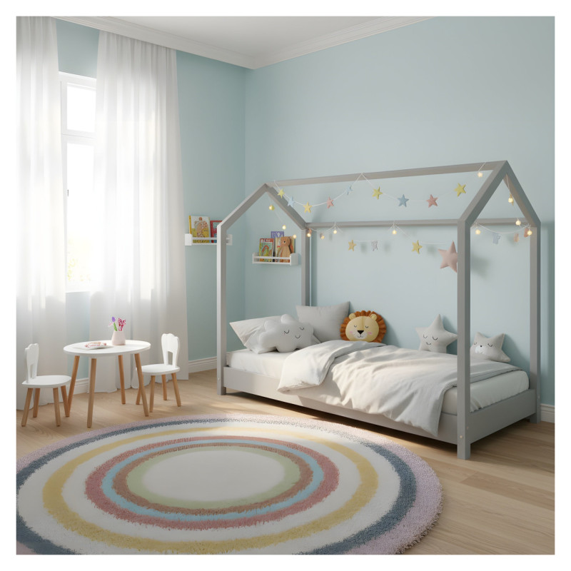 Emis Montessori bērnu gulta "Pine" 80x160 / Pelēks (RAL 7040) / Nē