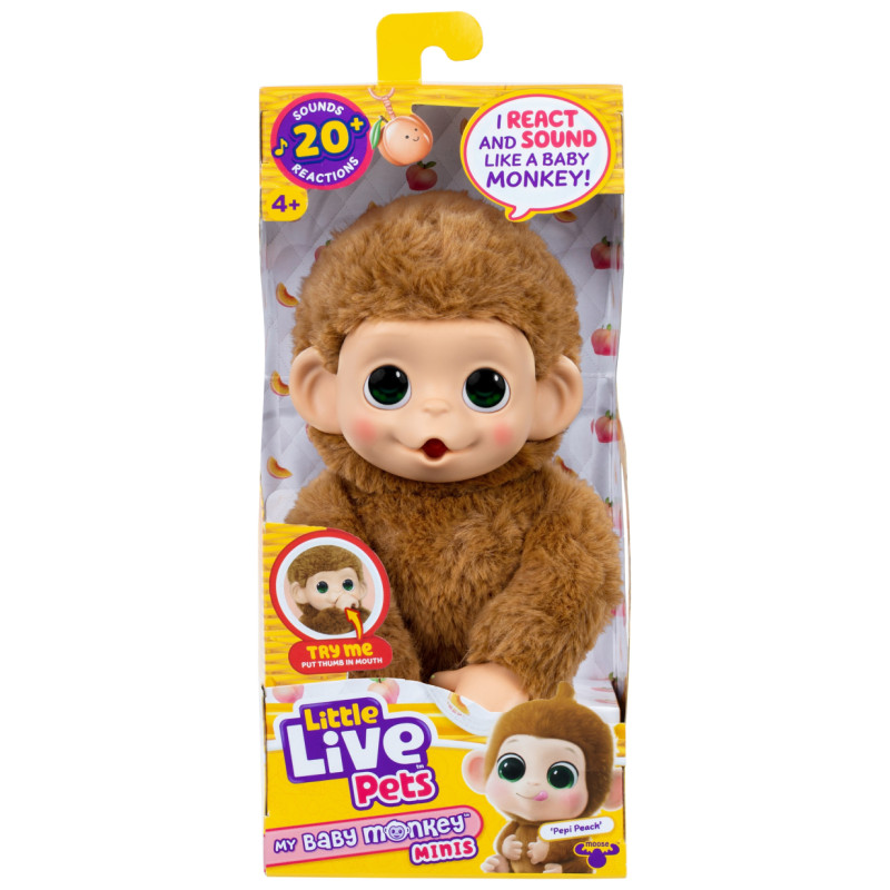 Little Live Pets Interaktīvs plī&scaron;a pērtiķēns Minis, 19 cm