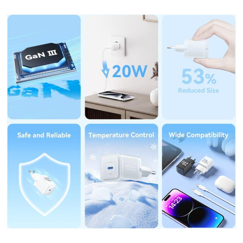 Vention MOBILE CHARGER WALL USB-C/20W TZ-FEPW0-EU-01 VENTION