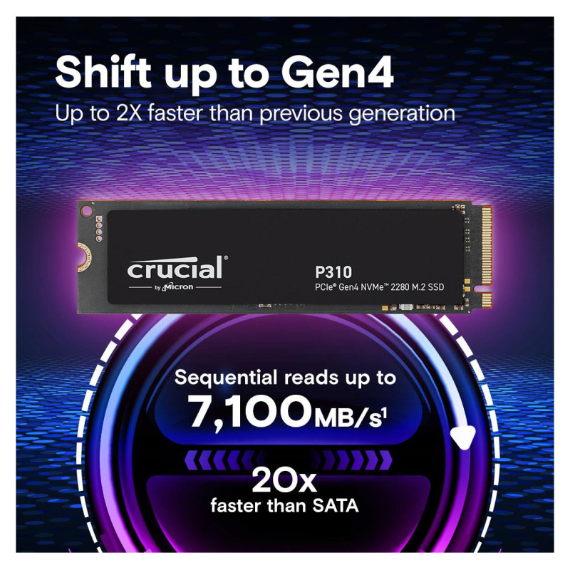 Crucial SSD|CRUCIAL|800xTBW rating|Read speed 7100 MB/s|Write speed 6000 MB/s|NVMe Yes|PCI Express 4.0|M.2|4000 GB|CT4000P310SSD8
