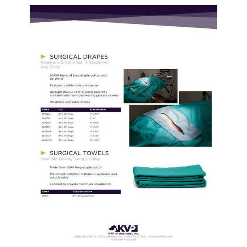 KVP ķirurģiskais pārklājs (atkārtoti lietojams) 75x75 cm, izgr. 5x2,5 cm