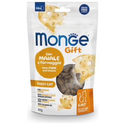 Monge GIFT Cat FILLED & CRUNCHY Fussy cat Pork and cheese / 60 g - kārums kaķiem